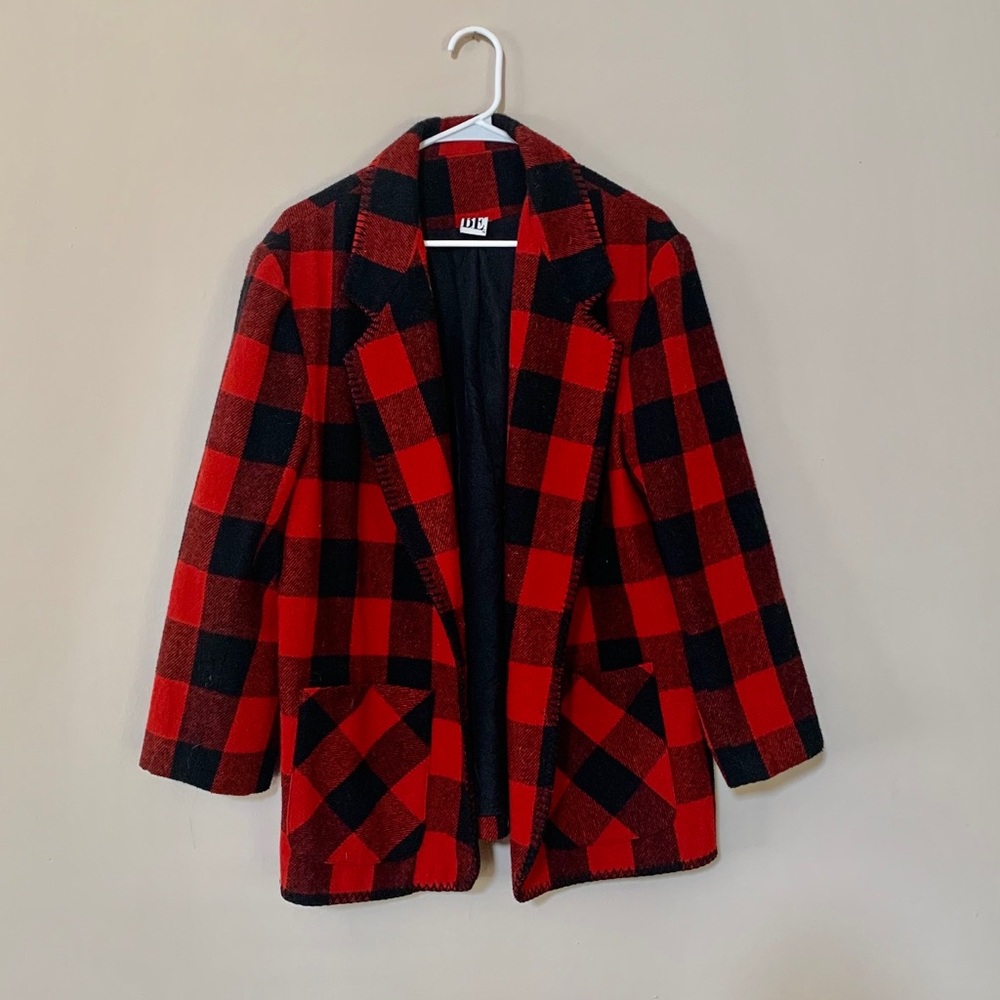 Buffalo Plaid Blazer Coat